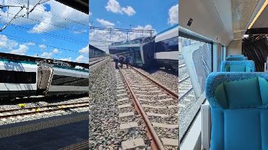 Se descarrila el Tren Maya en la estación de Izamal, Yucatán