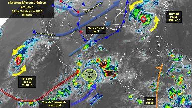 Emite UEPC alerta amarilla y azul por tormenta tropical Sergio