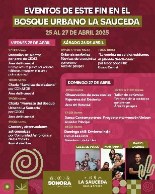 Gobierno de Sonora invita a un fin de semana con actividades gratuitas en el Bosque Urbano La Sauceda