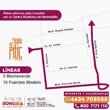 Gobierno de Sonora informa ajustes temporales en líneas de transporte urbano