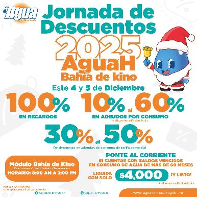 Realiza Agua de Hermosillo Jornada de Descuentos en Bahía de Kino, Miguel Alemán, San Pedro y La Victoria