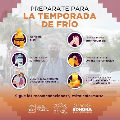La Secretaría de Salud recomienda protegerse ante las bajas temperaturas en Sonora
