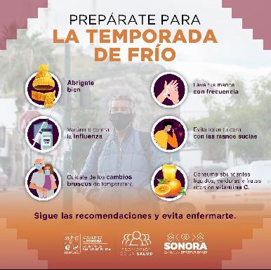 La Secretaría de Salud recomienda protegerse ante las bajas temperaturas en Sonora
