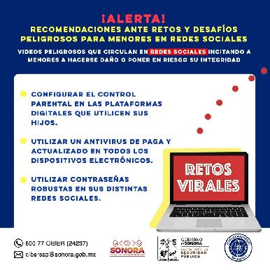 Alerta Unidad Cibernética de Sonora por retos virales peligrosos