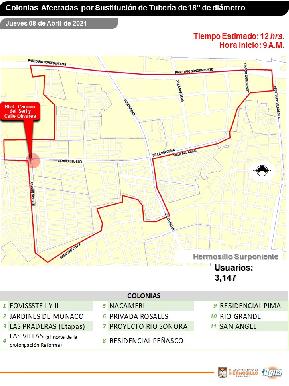 Usuarios del sur poniente de Hermosillo se quedarán sin servicio de agua este jueves