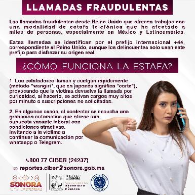 Alerta Gobierno de Sonora por llamadas telefónicas fraudulentas